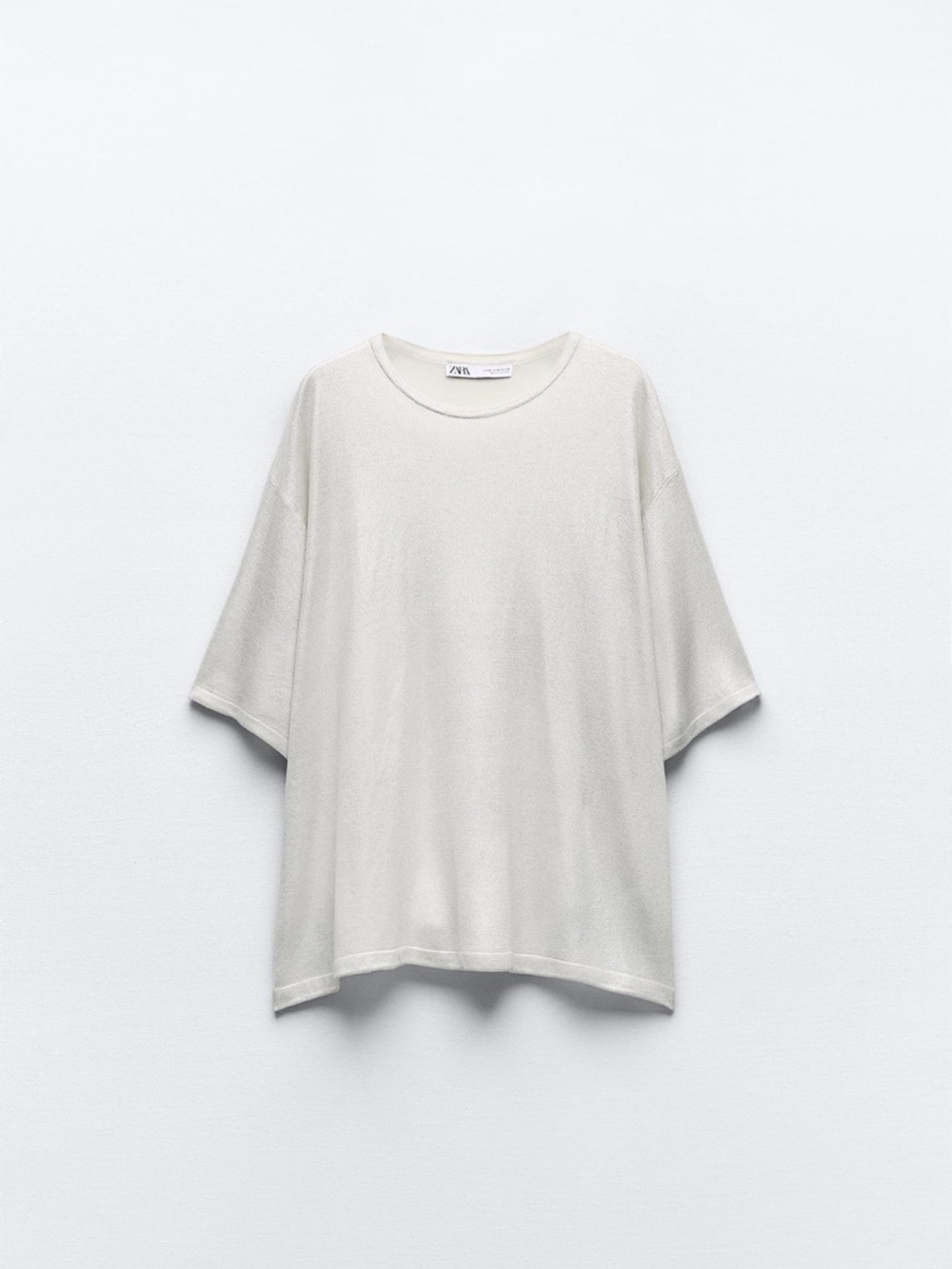 Zara Oversized Short Sleeve Tee in Off-White
